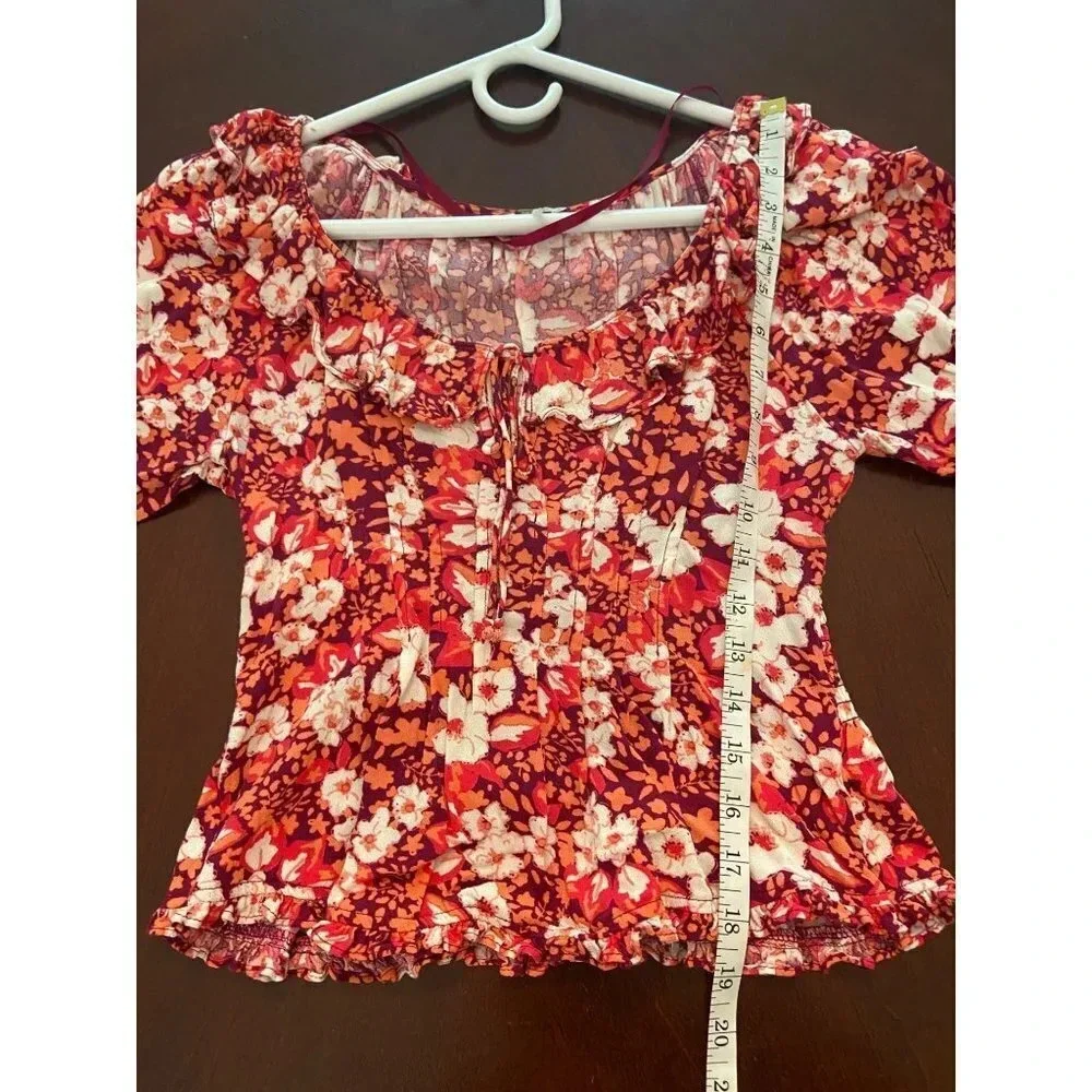 Free People Sweet Memories XS Blouse Floral Boho Feminine